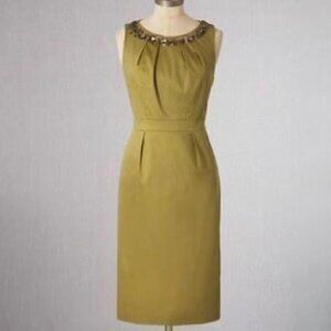 Boden Darcey Sleeveless Sequin Chartreuse Green Sheath Dress - Size US 4 R